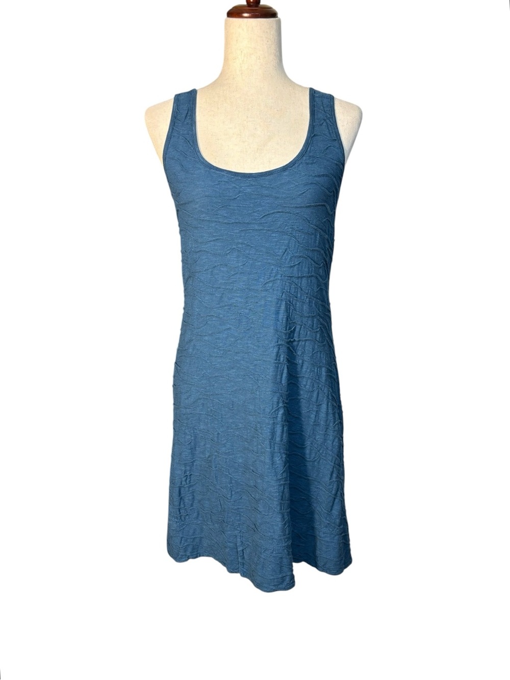 Toad&Co Blue Organic Cotton Tencel Textured Tank Dress Medium
